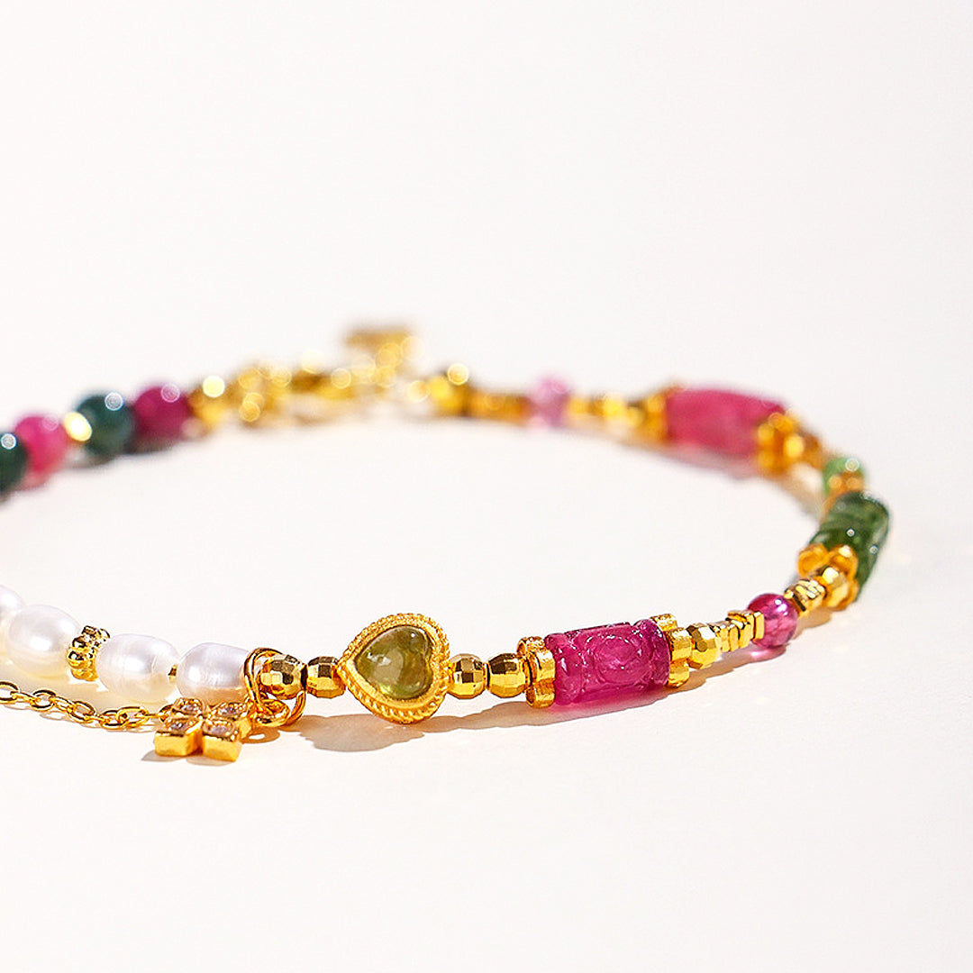C254 – Tourmaline & Pearl Bracelet