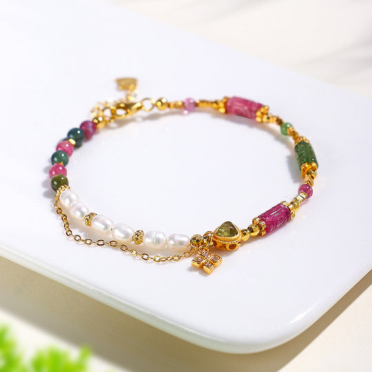 C254 – Tourmaline & Pearl Bracelet
