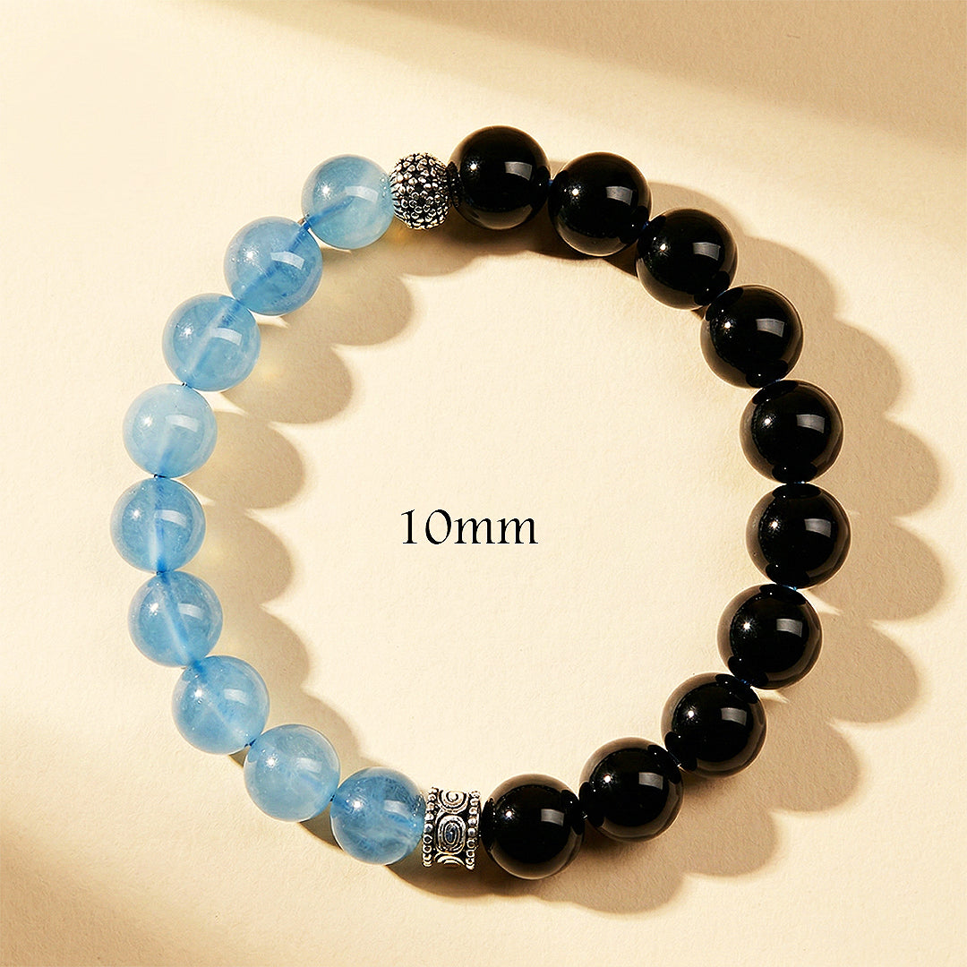 Obsidian &amp; Aquamarine Divine Protection Natural Crystal Bracelet | C261 - Crystal Bracelet | Singapore Jewellery, Wedding Rings &amp; Gifts | Same Day Delivery | Tiara.com.sg