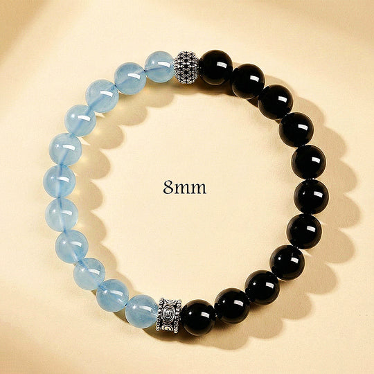 Obsidian &amp; Aquamarine Divine Protection Natural Crystal Bracelet | C261 - Crystal Bracelet | Singapore Jewellery, Wedding Rings &amp; Gifts | Same Day Delivery | Tiara.com.sg