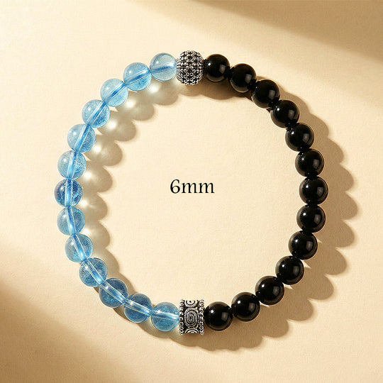 Obsidian &amp; Aquamarine Divine Protection Natural Crystal Bracelet | C261 - Crystal Bracelet | Singapore Jewellery, Wedding Rings &amp; Gifts | Same Day Delivery | Tiara.com.sg