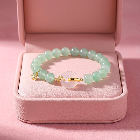 Aventurine &amp; White Agate Ping An Kou Bracelet | C268