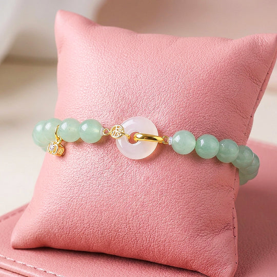 Aventurine &amp; White Agate Ping An Kou Bracelet | C268