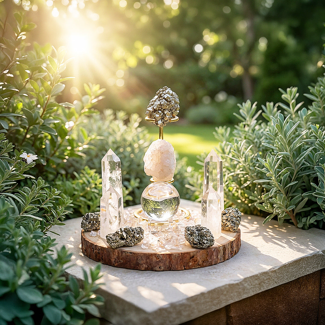 Peruvian Pyrite &amp; Clear Quartz Crystal Array | CE8004