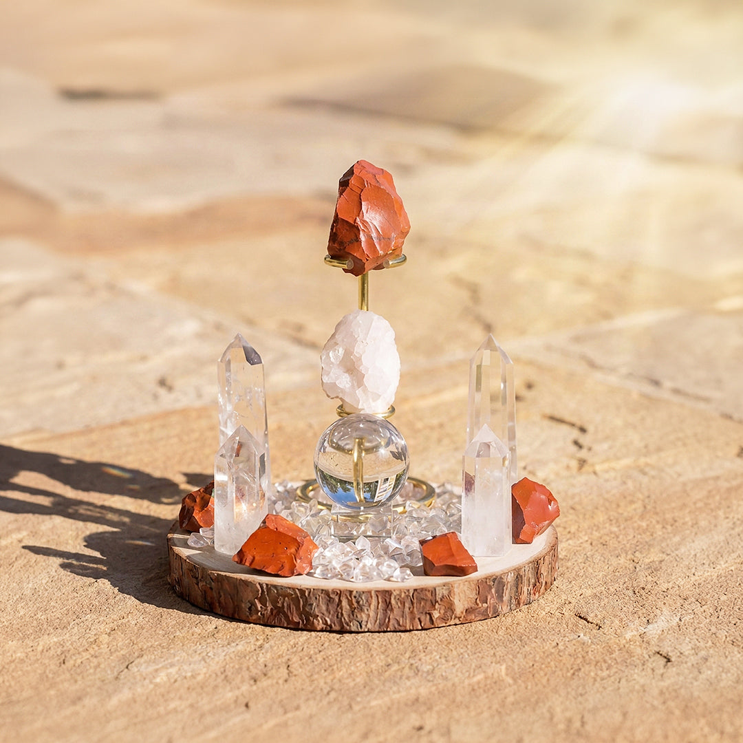 Red Jasper &amp; Clear Quartz Crystal Array | CE8010