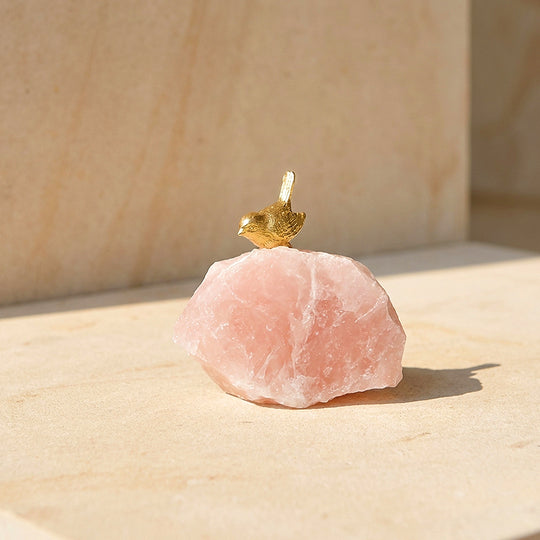 Rose Quartz Love Bird Crystal Display | CE8019