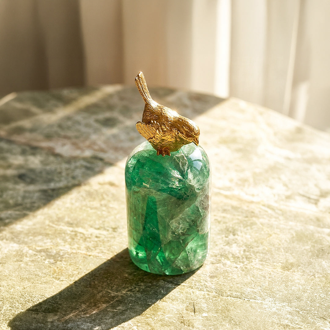 Green Fluorite Love Bird Crystal Display | CE8022