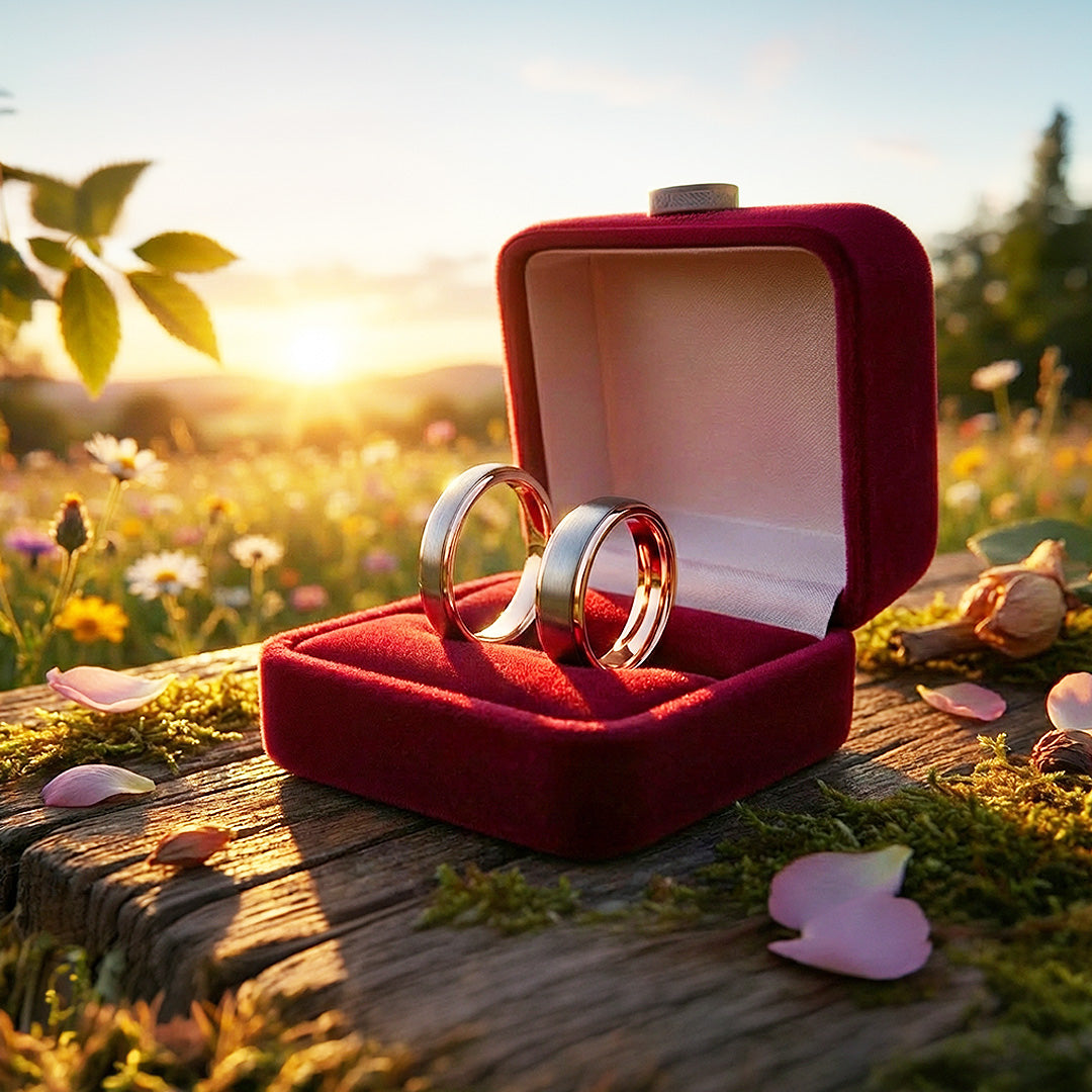 Celest Rose | Tungsten Couple Rings | Silver Wedding Bands - Ring | Singapore Jewellery, Wedding Rings &amp; Gifts | Same Day Delivery | Tiara.com.sg