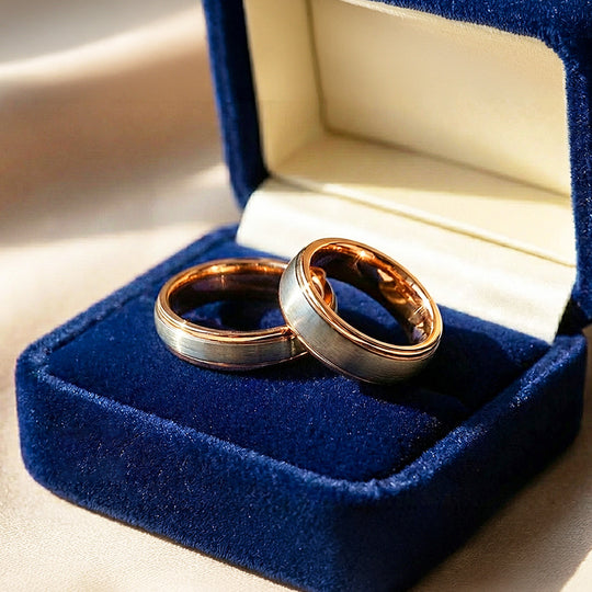 Celest Rose | Tungsten Couple Rings | Silver Wedding Bands - Ring | Singapore Jewellery, Wedding Rings &amp; Gifts | Same Day Delivery | Tiara.com.sg