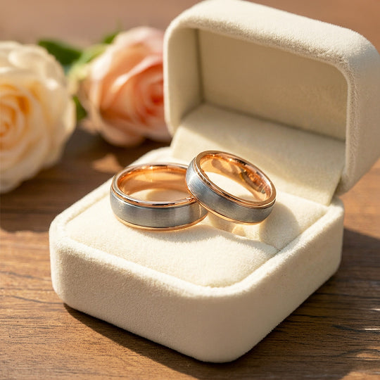 Celest Rose | Tungsten Couple Rings | Silver Wedding Bands - Ring | Singapore Jewellery, Wedding Rings &amp; Gifts | Same Day Delivery | Tiara.com.sg