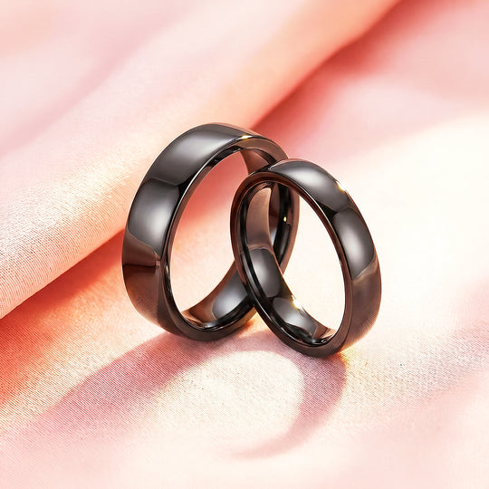 Classic Black Couple Rings | Matching Black Stainless Steel Couple Rings