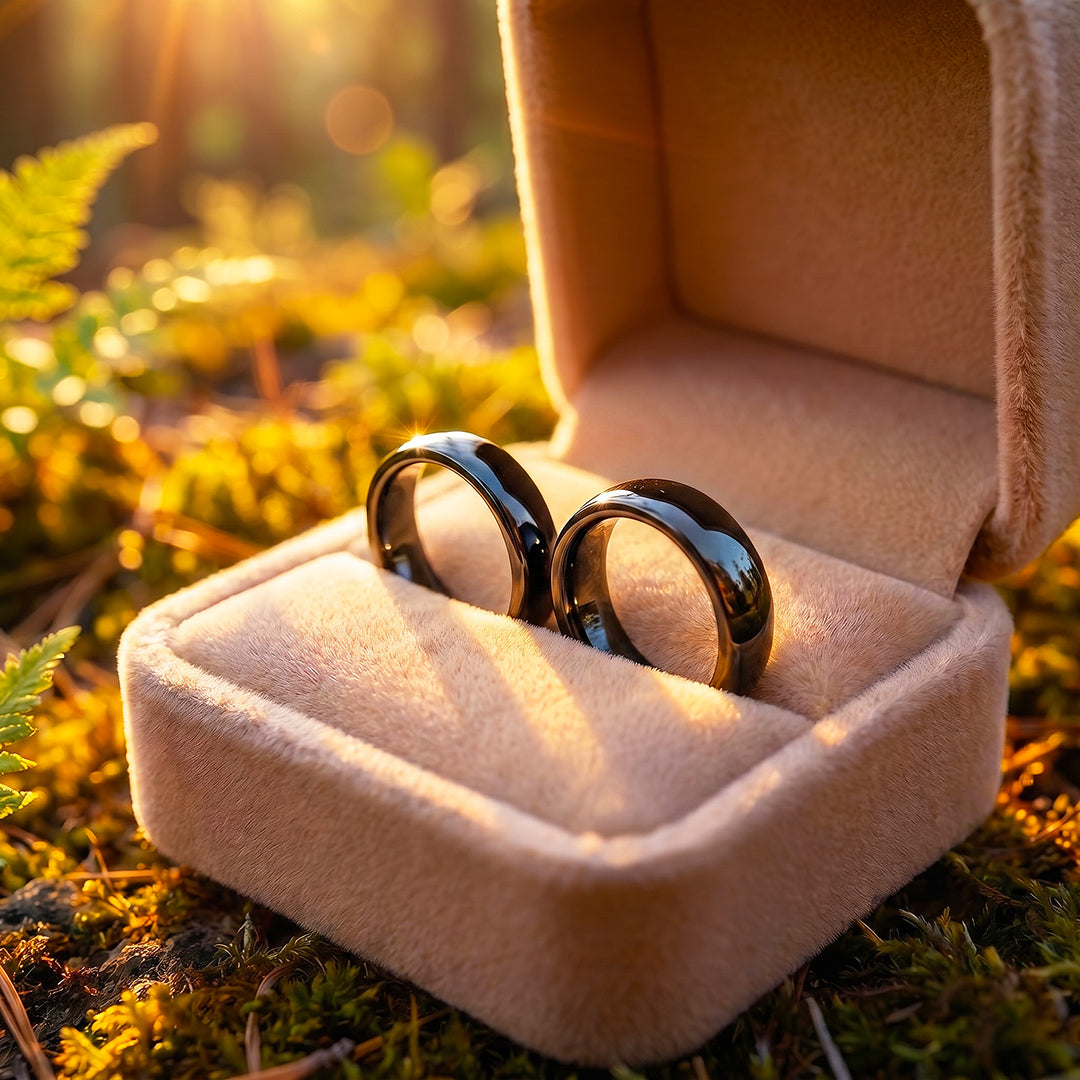 Classic Black Couple Rings | Matching Black Stainless Steel Couple Rings