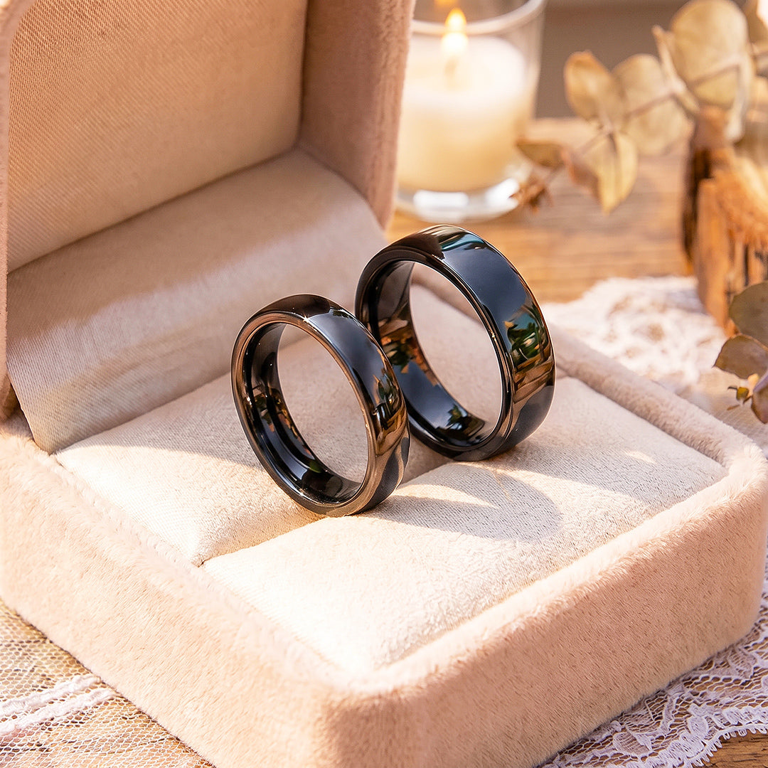 Classic Black Couple Rings | Matching Black Stainless Steel Couple Rings