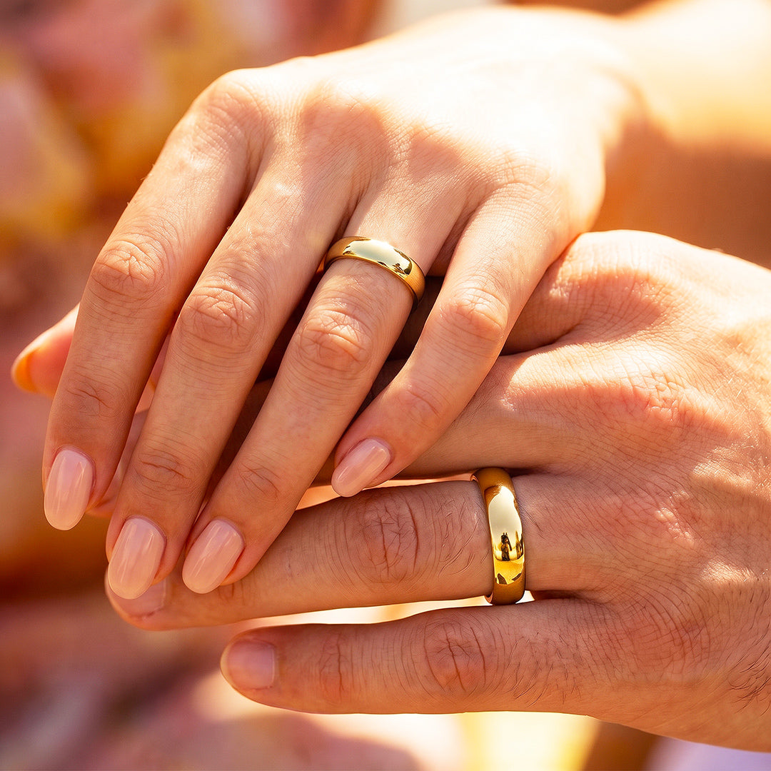 Classic Gold Couple Rings | Matching Gold Stainless Steel Couple Rings