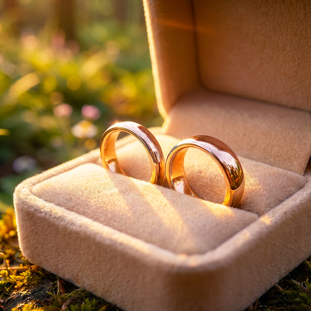 Classic Rose Gold Couple Rings | Matching Rose Gold Stainless Steel Couple Rings