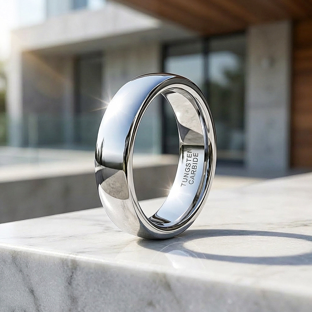 Classic Silver Polished Tungsten Carbide Ring - Ring | Singapore Jewellery, Wedding Rings & Gifts | Same Day Delivery | Tiara.com.sg