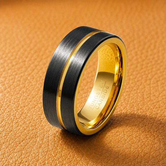 Cole | Brushed Black Gold Groove Tungsten Carbide Men&