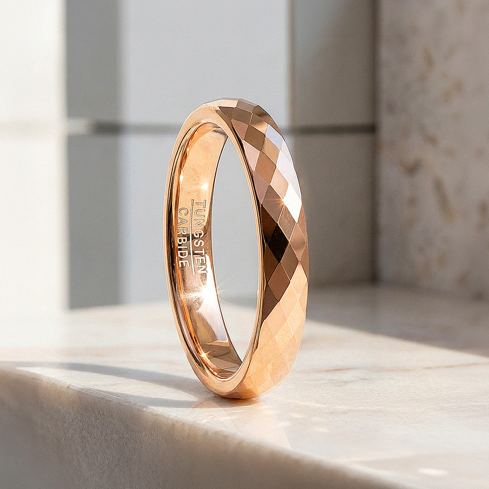 Cuppycake | Faceted Rose Gold Tungsten Carbide