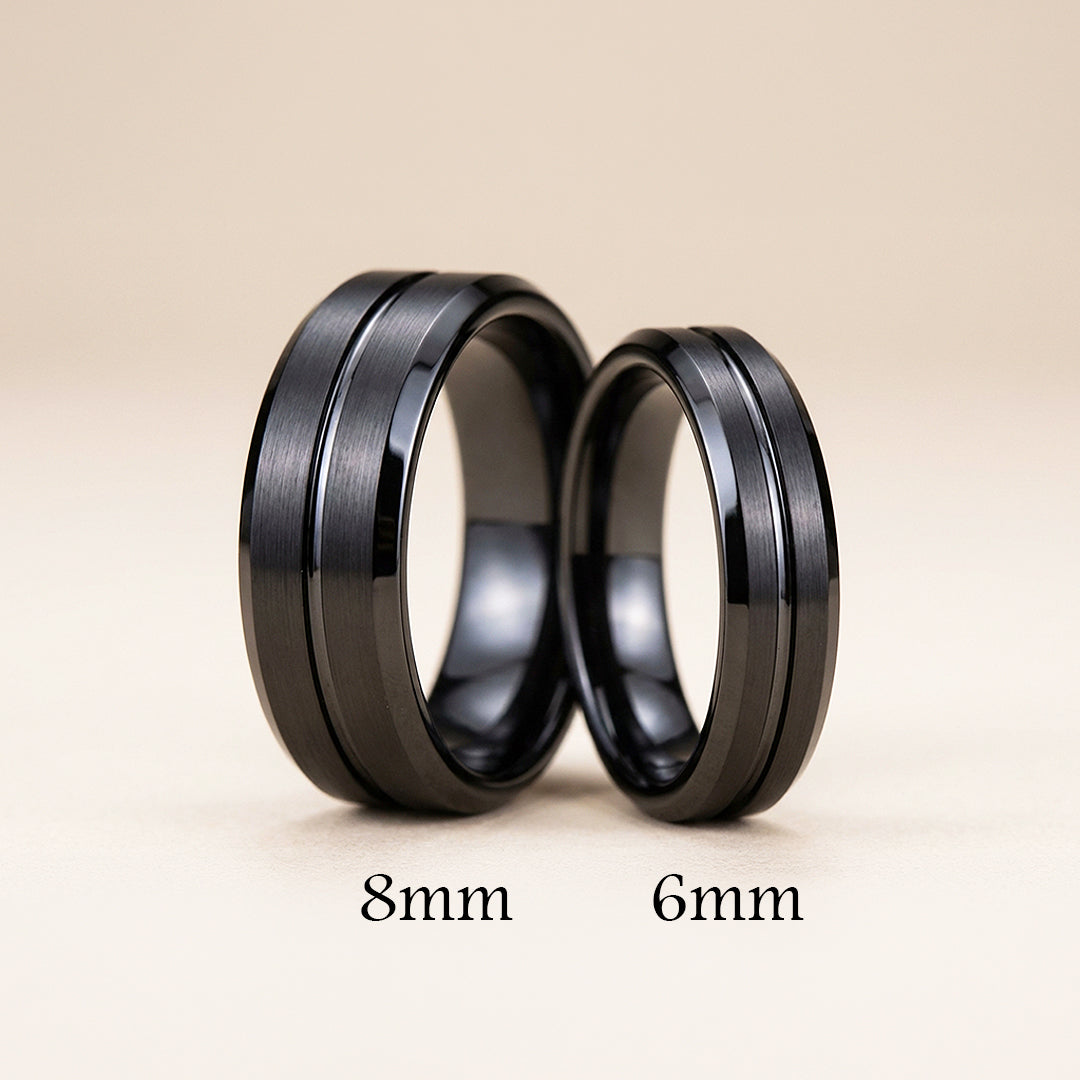 Destin | Tungsten Couple Rings | Black Wedding Bands - Ring | Singapore Jewellery, Wedding Rings &amp; Gifts | Same Day Delivery | Tiara.com.sg