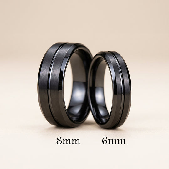 Destin | Tungsten Couple Rings | Black Wedding Bands - Ring | Singapore Jewellery, Wedding Rings &amp; Gifts | Same Day Delivery | Tiara.com.sg
