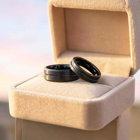 Destin | Tungsten Couple Rings | Black Wedding Bands - Ring | Singapore Jewellery, Wedding Rings &amp; Gifts | Same Day Delivery | Tiara.com.sg