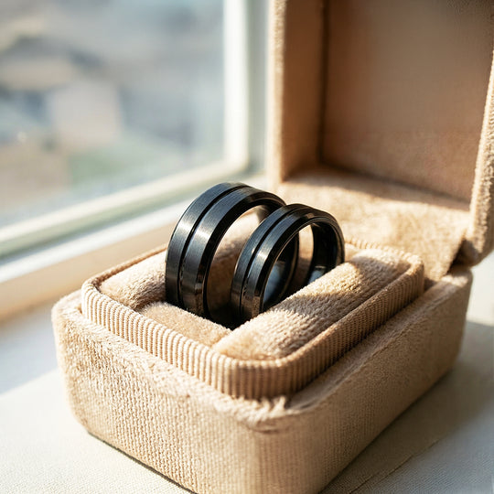 Destin | Tungsten Couple Rings | Black Wedding Bands - Ring | Singapore Jewellery, Wedding Rings &amp; Gifts | Same Day Delivery | Tiara.com.sg
