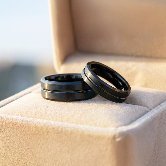 Destin | Tungsten Couple Rings | Black Wedding Bands - Ring | Singapore Jewellery, Wedding Rings &amp; Gifts | Same Day Delivery | Tiara.com.sg