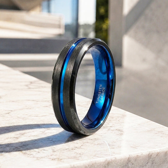 Earric | Brushed Channel Tungsten Carbide Ring | Men&