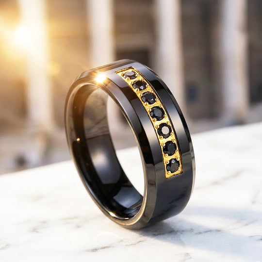 Ebonite Polished Black Tungsten Carbide Ring - Ring | Singapore Jewellery, Wedding Rings &amp; Gifts | Same Day Delivery | Tiara.com.sg