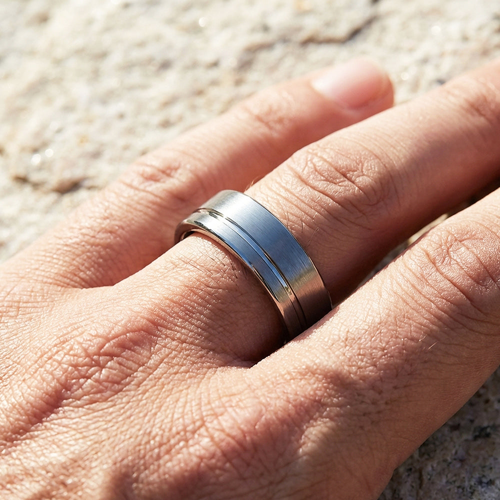 Edge Brushed Tungsten Carbide Ring - Ring | Singapore Jewellery, Wedding Rings & Gifts | Same Day Delivery | Tiara.com.sg