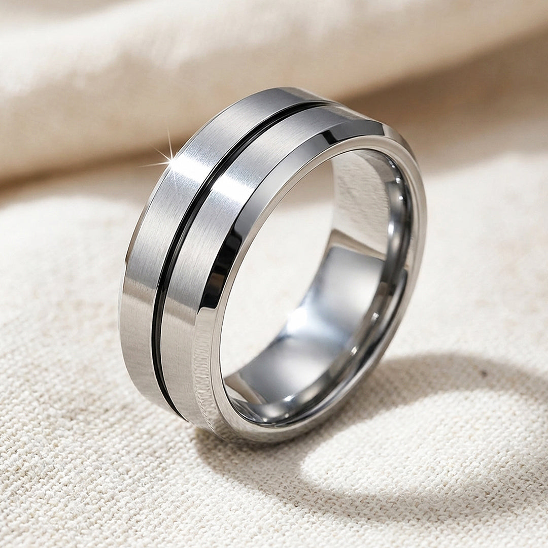 Equator Brushed Black Groove Tungsten Carbide Ring - Ring | Singapore Jewellery, Wedding Rings & Gifts | Same Day Delivery | Tiara.com.sg