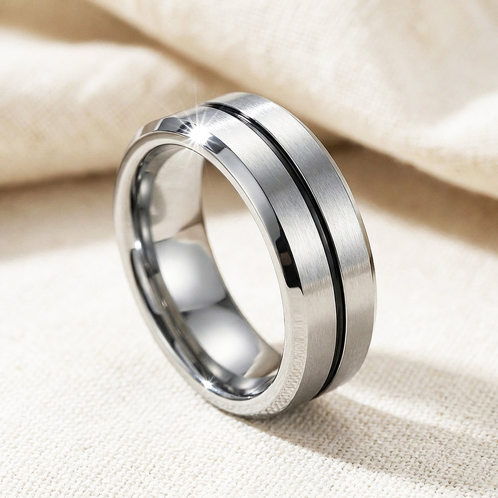Equator Brushed Black Groove Tungsten Carbide Ring - Ring | Singapore Jewellery, Wedding Rings & Gifts | Same Day Delivery | Tiara.com.sg