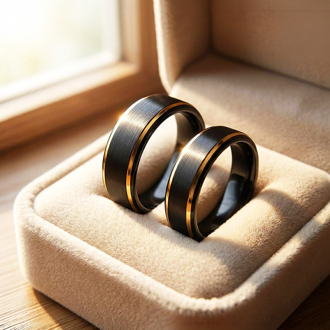 Ernest | Tungsten Couple Rings | Black Wedding Bands