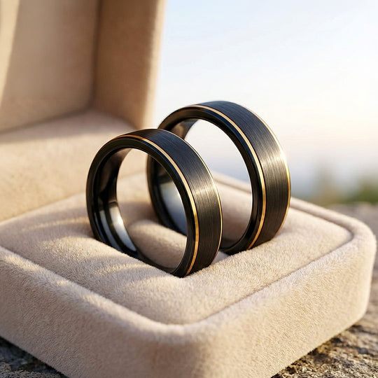 Ernest | Tungsten Couple Rings | Black Wedding Bands
