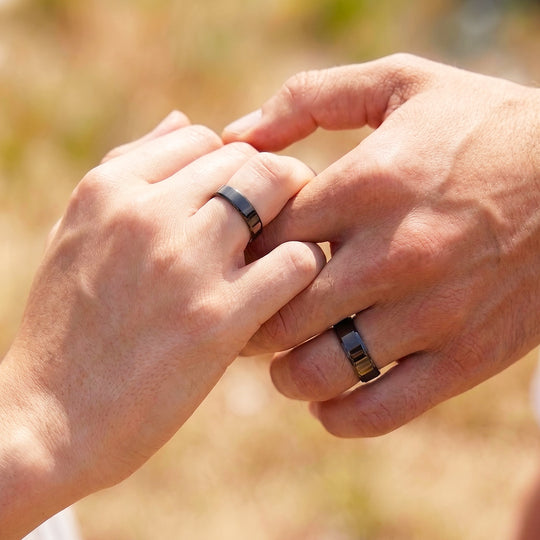 Essential Black Couple Rings | Matching Flat Black Stainless Steel Couple Rings
