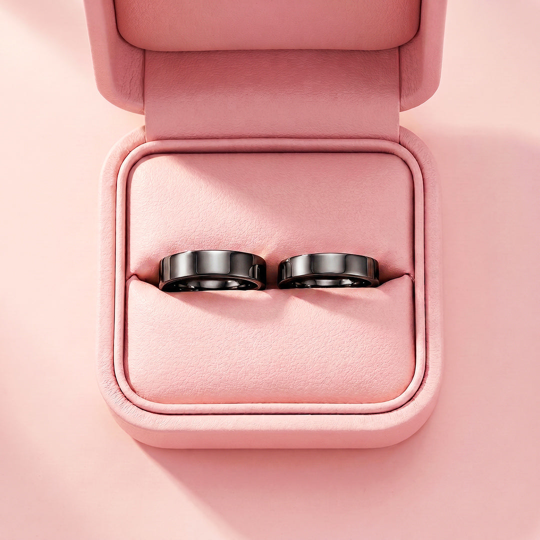Essential Black Couple Rings | Matching Flat Black Stainless Steel Couple Rings