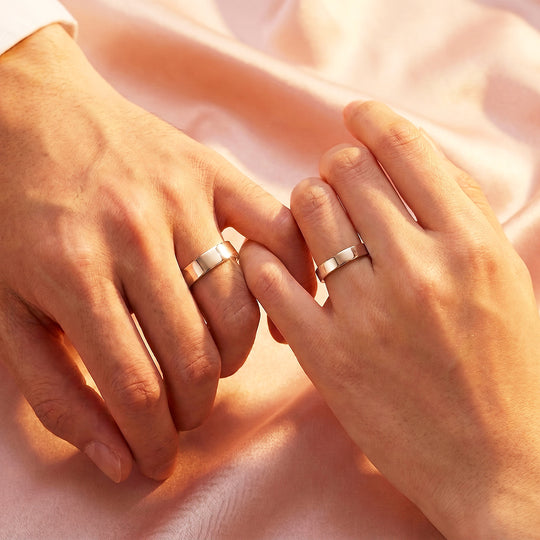 Essential Rose Gold Couple Rings | Matching Flat Rose Gold Stainless Steel Couple Rings