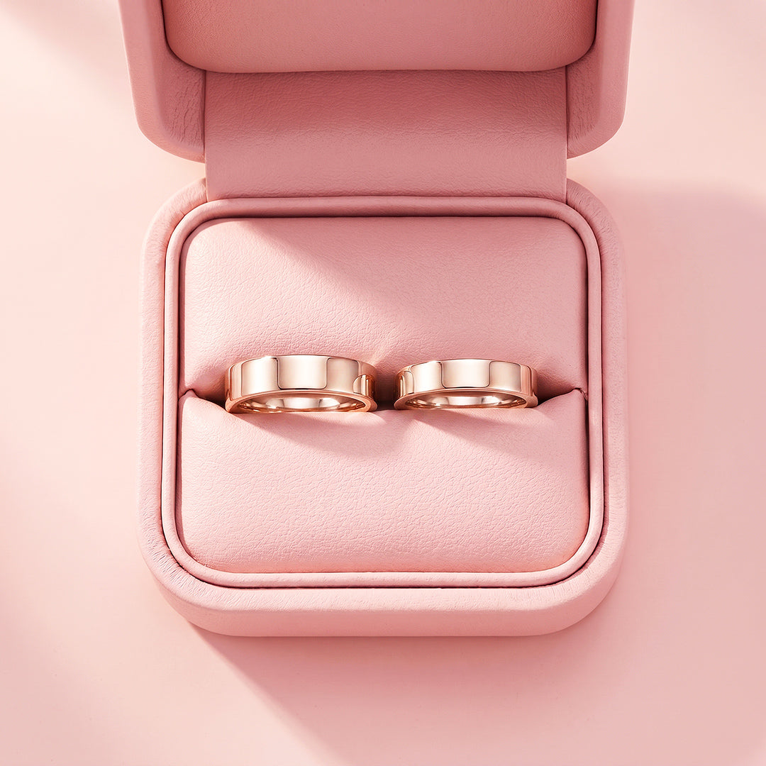 Essential Rose Gold Couple Rings | Matching Flat Rose Gold Stainless Steel Couple Rings