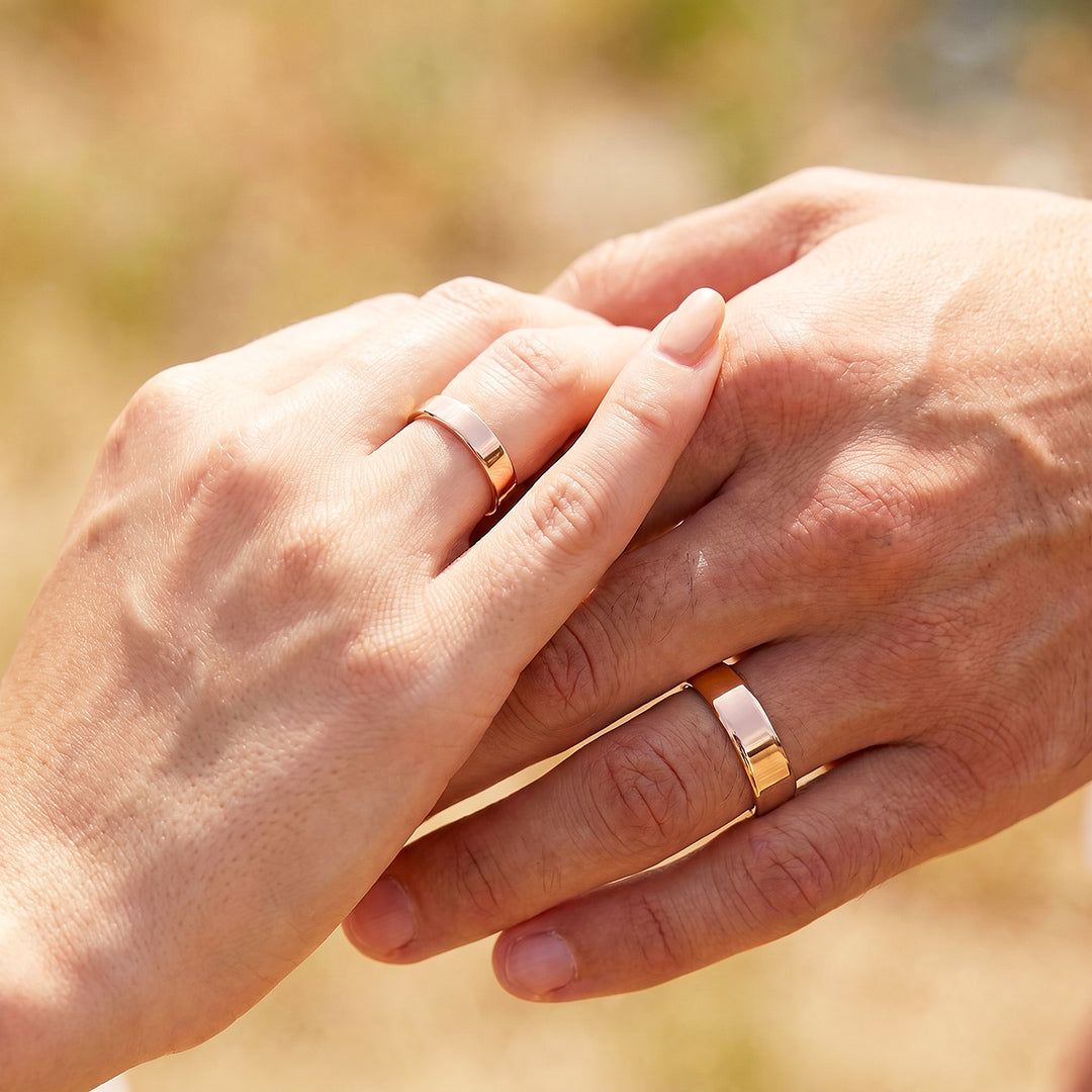 Essential Rose Gold Couple Rings | Matching Flat Rose Gold Stainless Steel Couple Rings