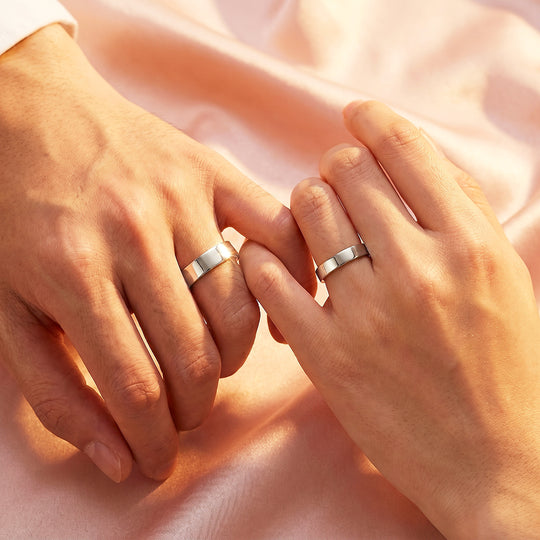 Essential Silver Couple Rings | Matching Flat Silver Stainless Steel Couple Rings