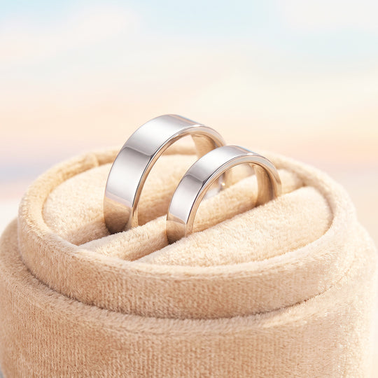 Essential Silver Couple Rings | Matching Flat Silver Stainless Steel Couple Rings