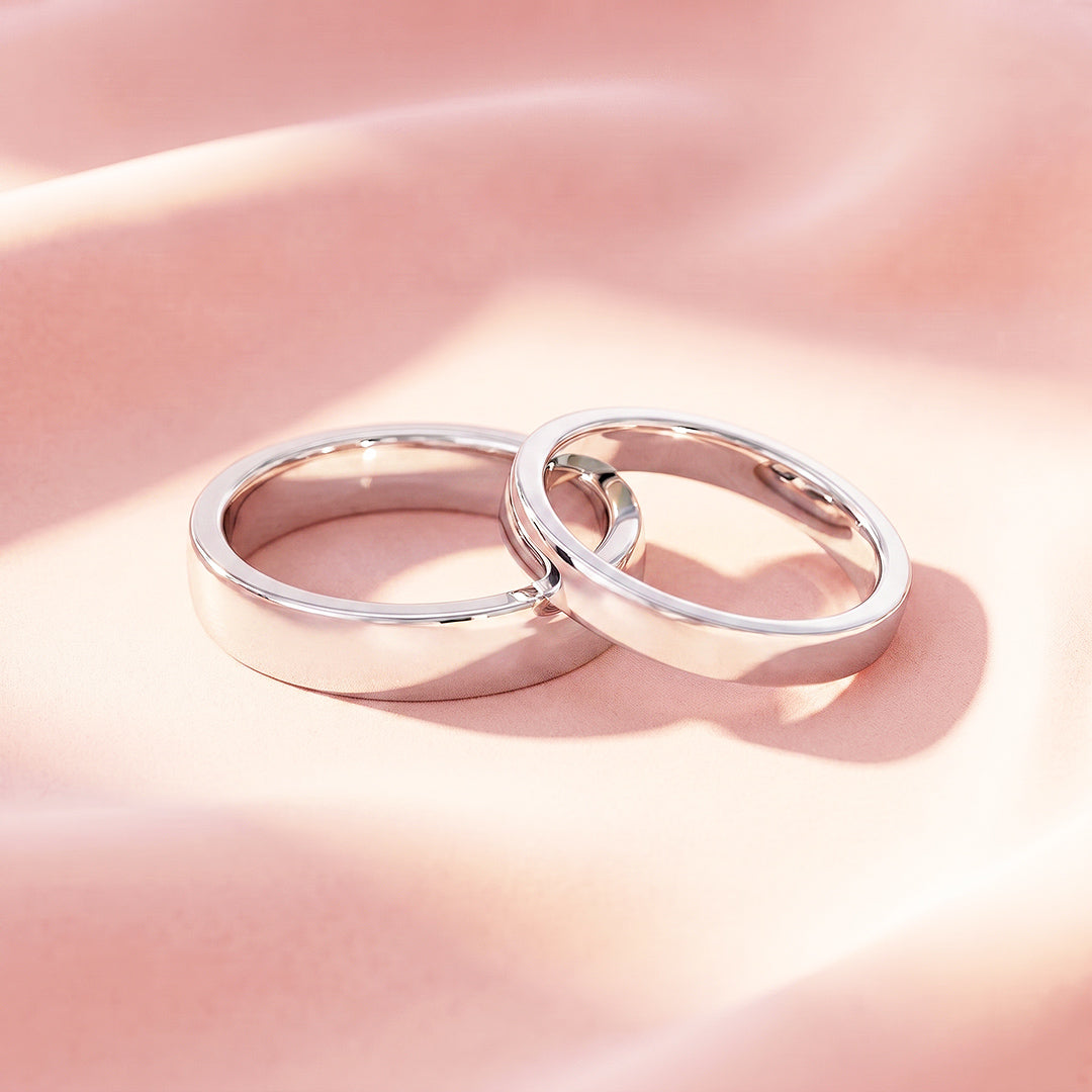 Essential Silver Couple Rings | Matching Flat Silver Stainless Steel Couple Rings