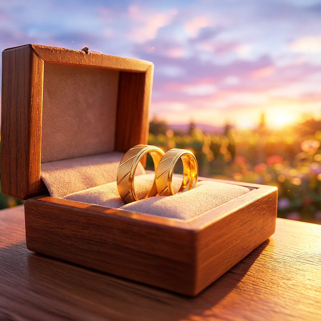 Golden Sand | Tungsten Couple Rings | Gold Wedding Bands - Ring | Singapore Jewellery, Wedding Rings &amp; Gifts | Same Day Delivery | Tiara.com.sg