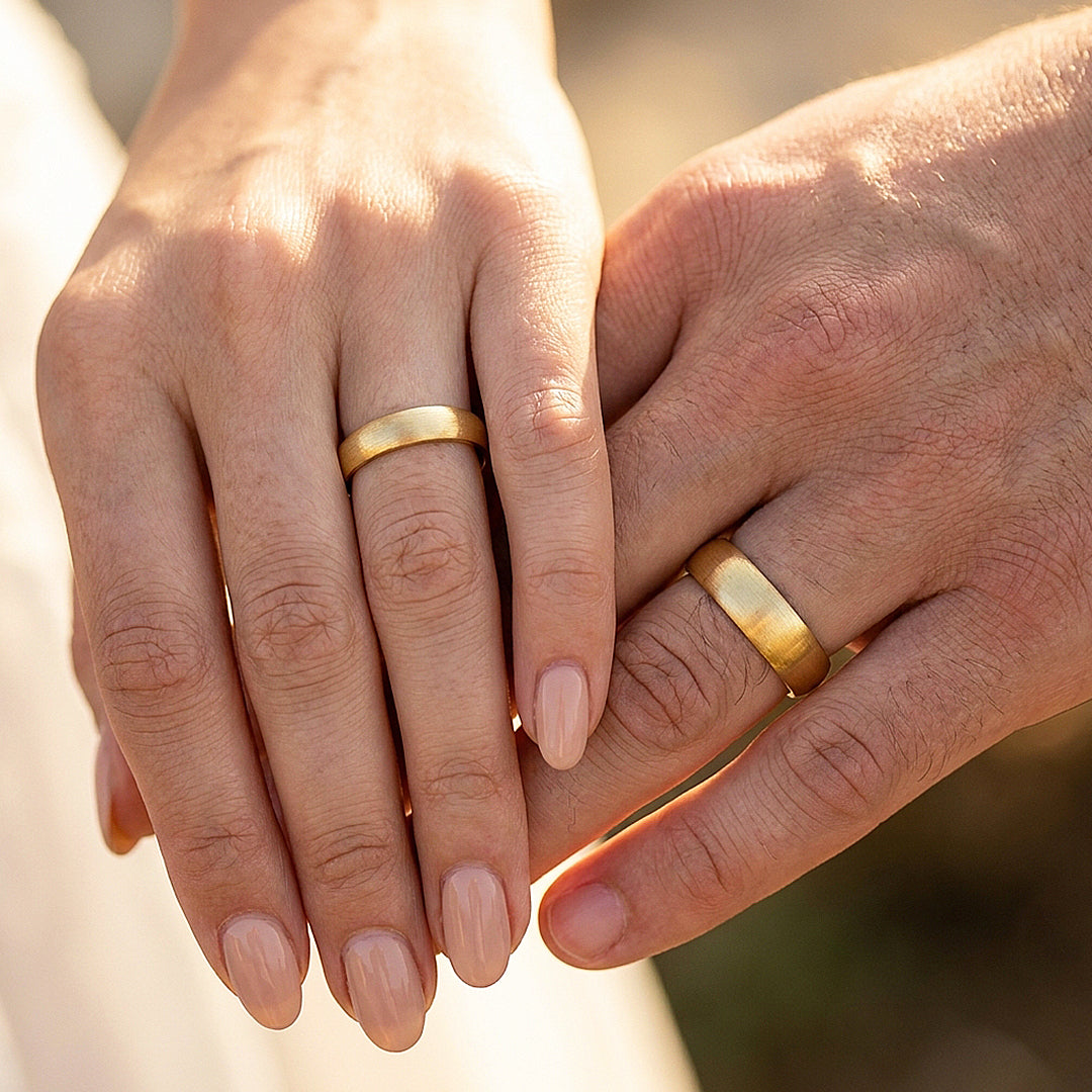 Granite | Brushed Tungsten Couple Rings | Black, Silver or Gold Wedding Bands