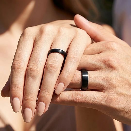Granite | Brushed Tungsten Couple Rings | Black, Silver or Gold Wedding Bands