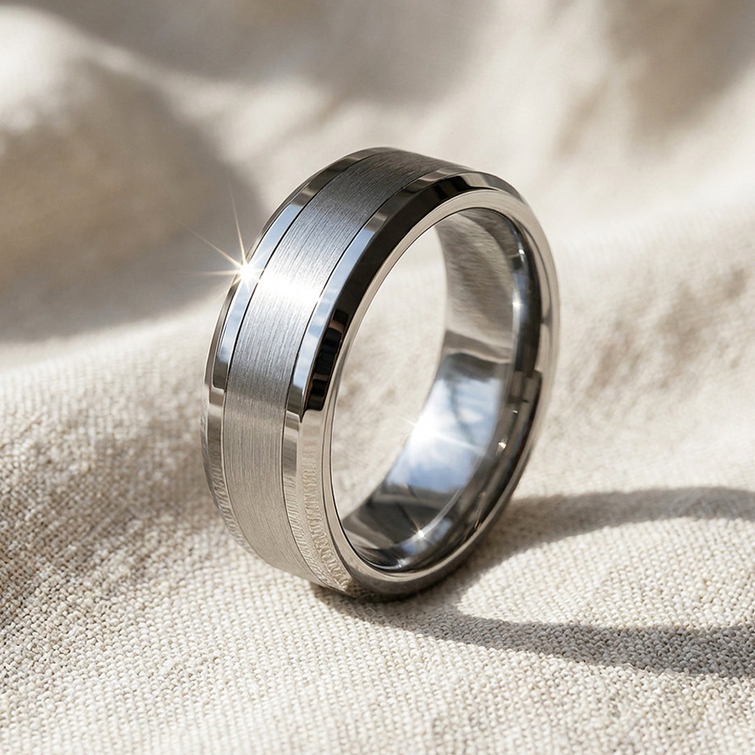Harold Brushed Tungsten Carbide Ring - Ring | Singapore Jewellery, Wedding Rings & Gifts | Same Day Delivery | Tiara.com.sg