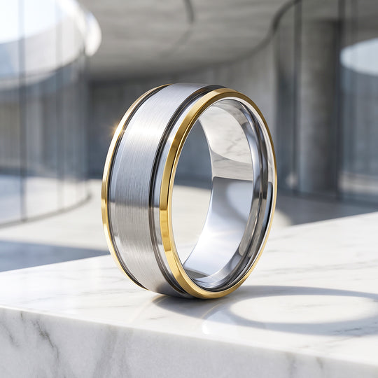 Two-Tone Stepped Edge Ring | Men&