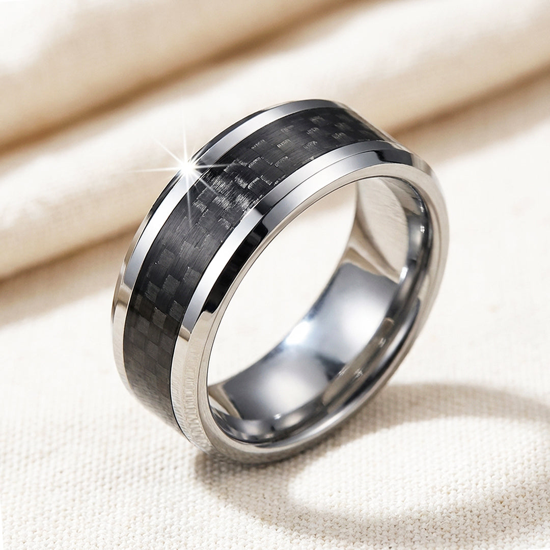 Herod Carbon Fiber Inlay Tungsten Carbide Ring - Ring | Singapore Jewellery, Wedding Rings & Gifts | Same Day Delivery | Tiara.com.sg