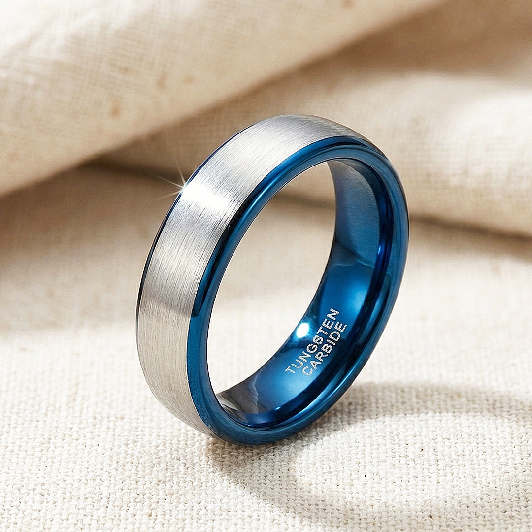 Holmes Brushed Blue Interior Tungsten Carbide Ring - Ring | Singapore Jewellery, Wedding Rings &amp; Gifts | Same Day Delivery | Tiara.com.sg
