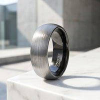 Igor | Brushed Silver Dome Tungsten Carbide | Men's Ring